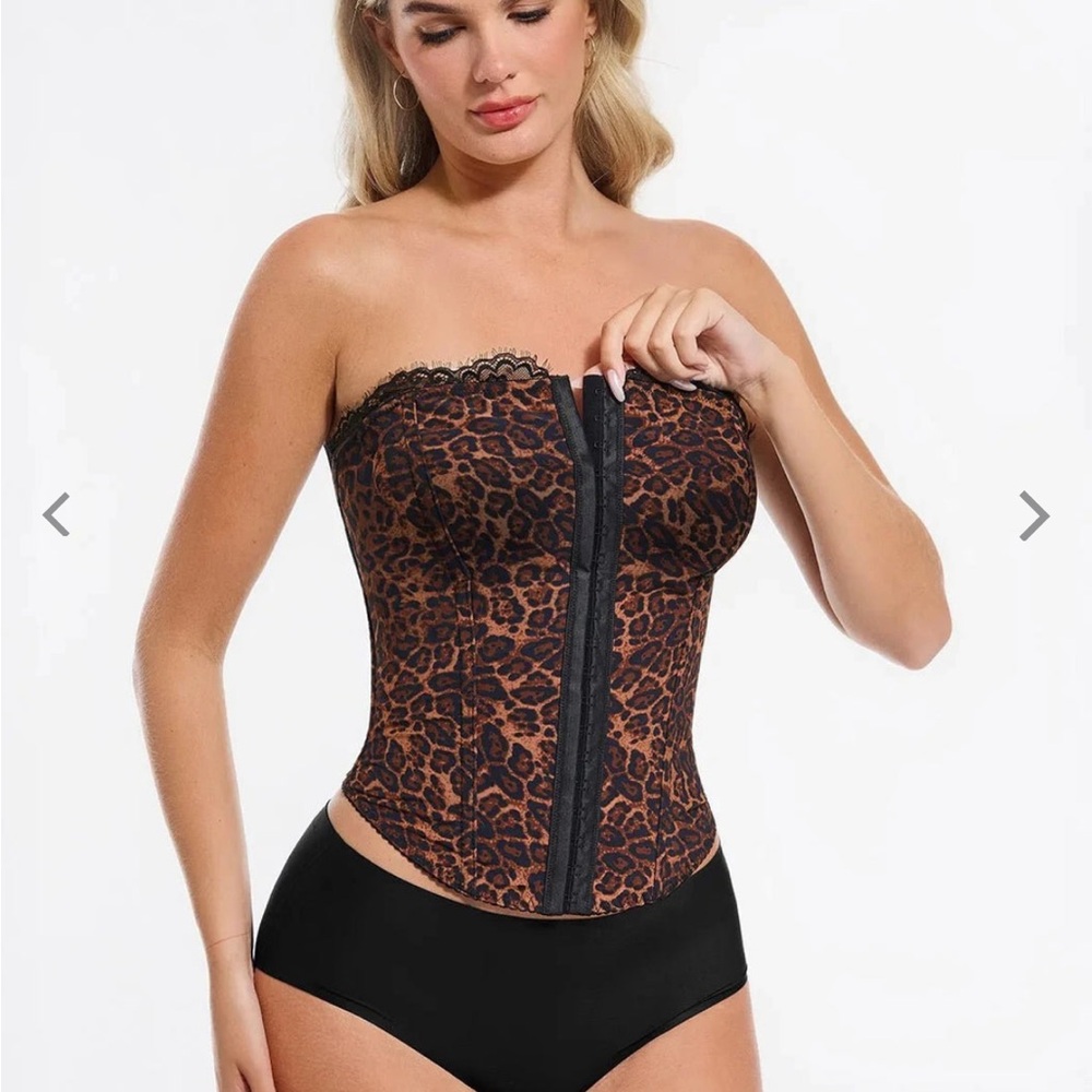 Leopard Print Strapless Corset